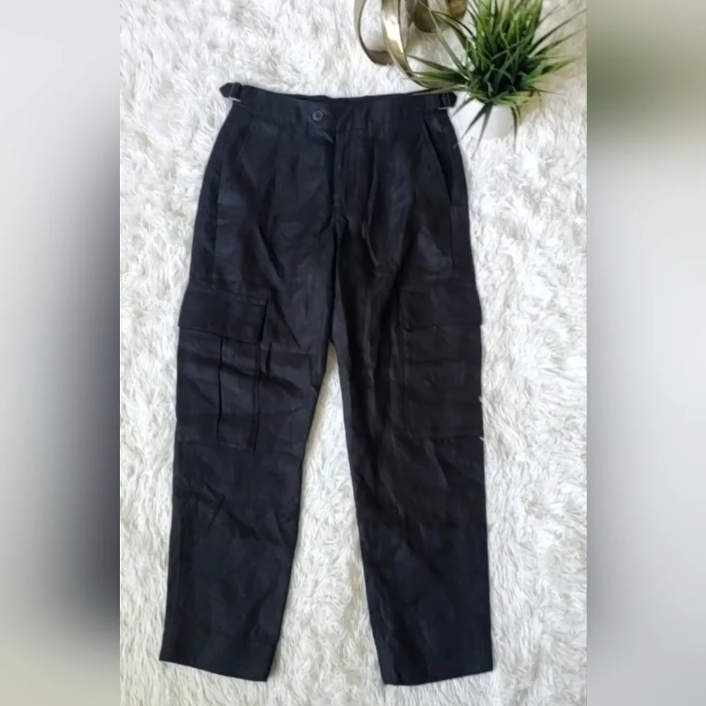 Banana Republic Heritage Expedition Linen Cargo Pants Black Size 0 NWT RT$130